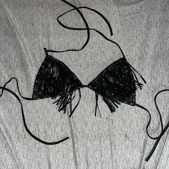 Tops - Faux leather triangle bra top
